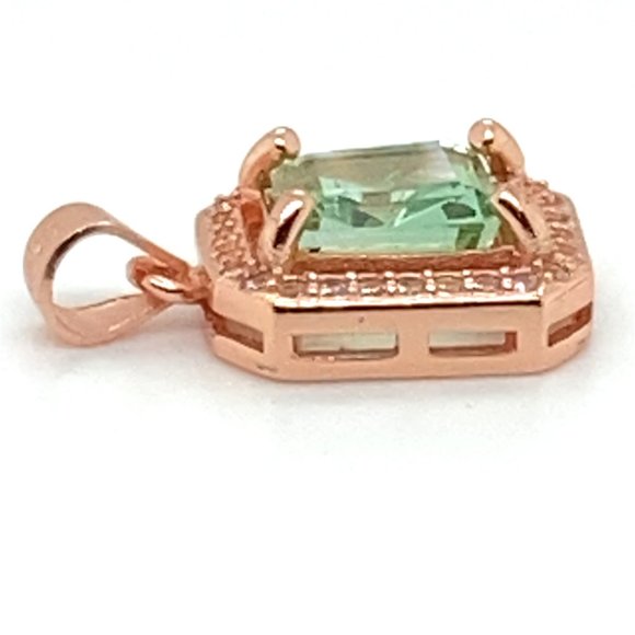 Green Tourmaline 1.60ct Rose Gold Finish Solid 925 Sterling Silver Pendant - Picture 6 of 7
